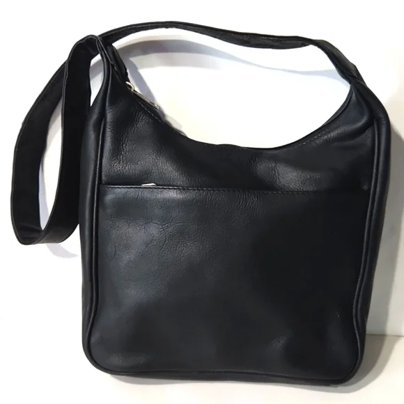 Nino Bossi Genuine Supple Soft Leather Classic Black Shoulder Bag - Picture 3 of 10